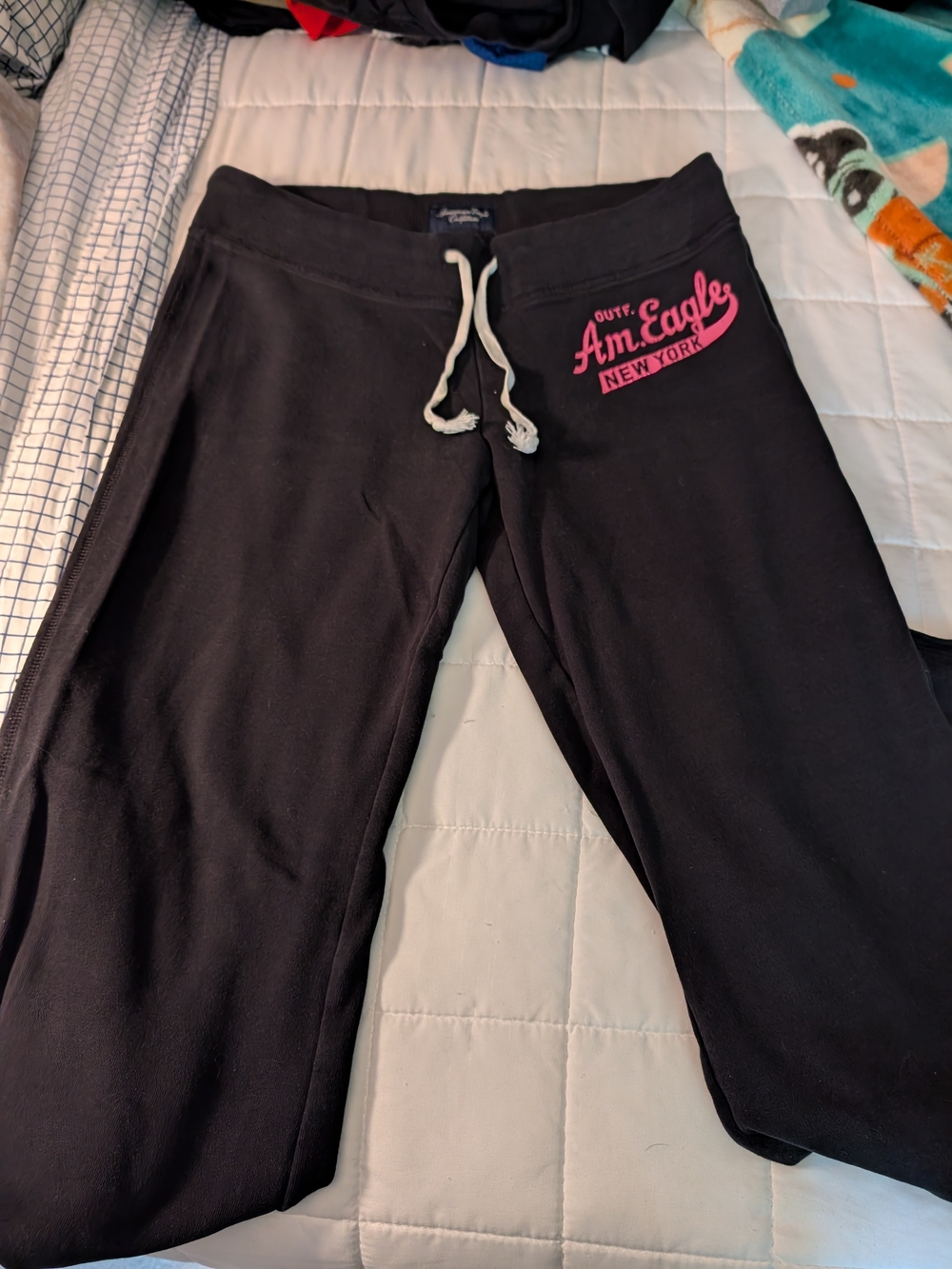 Black Logo Sweatpants with Pink Accent